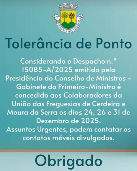 Toler&acirc;ncia de Ponto em 24, 26 e 31 de Dezembro de 2025