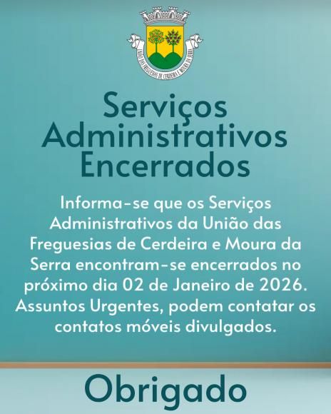 Servi&ccedil;os Administrativos Encerrados dia 02/01/2026