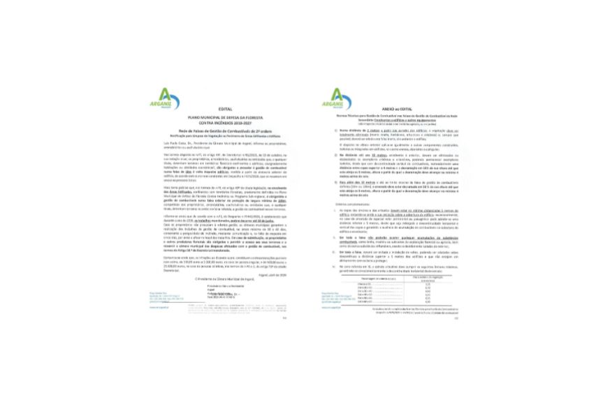 Munic&iacute;pio de Arganil - Edital &ldquo;Notifica&ccedil;&atilde;o para Limpeza de Vegeta&ccedil;&atilde;o no Per&iacute;metro de &Aacute;reas Edificadas e Edif&iacute;cios&rdquo;, Rede de Faixas de Gest&atilde;o de Combust&iacute;veis de 2&ordf; ordem