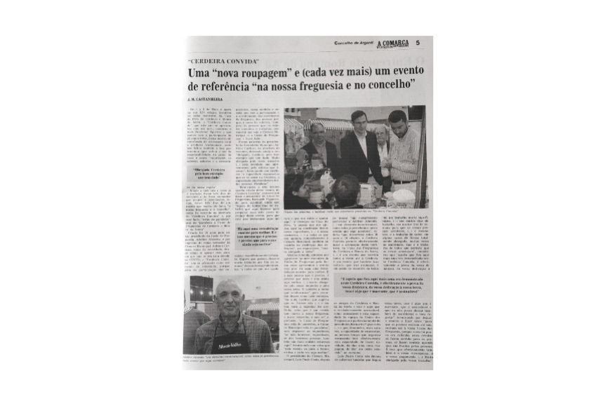O Cerdeira Convida foi noticia na Imprensa Regional na "A Comarca de Arganil"